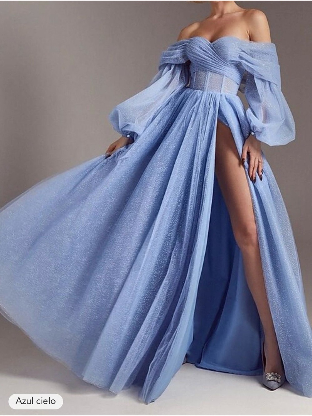 Elegant Sky Blue One-Shoulder Evening Gown